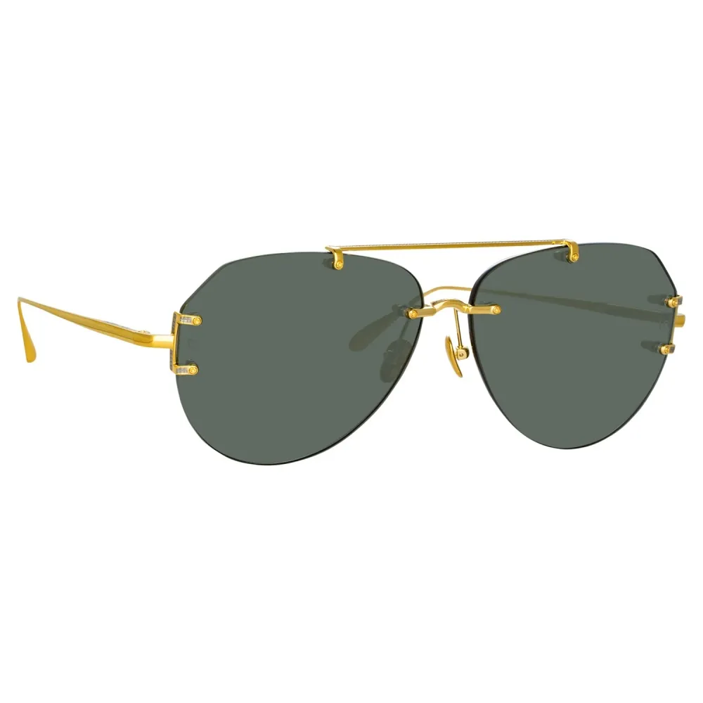 Linda Farrow - Occhiali da Sole Duit Aviator in Oro Giallo - LFL1266C2SUN - Linda Farrow Eyewear